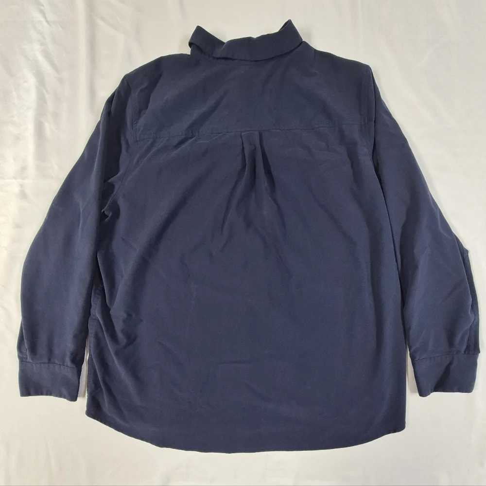Chico's Sz 3 XL Navy Long Sleeve Button Up Blouse - Picture 7 of 7
